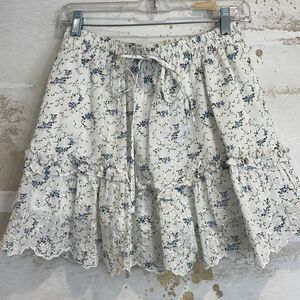 Blue/White Ruffle Mini Skirt by Storia